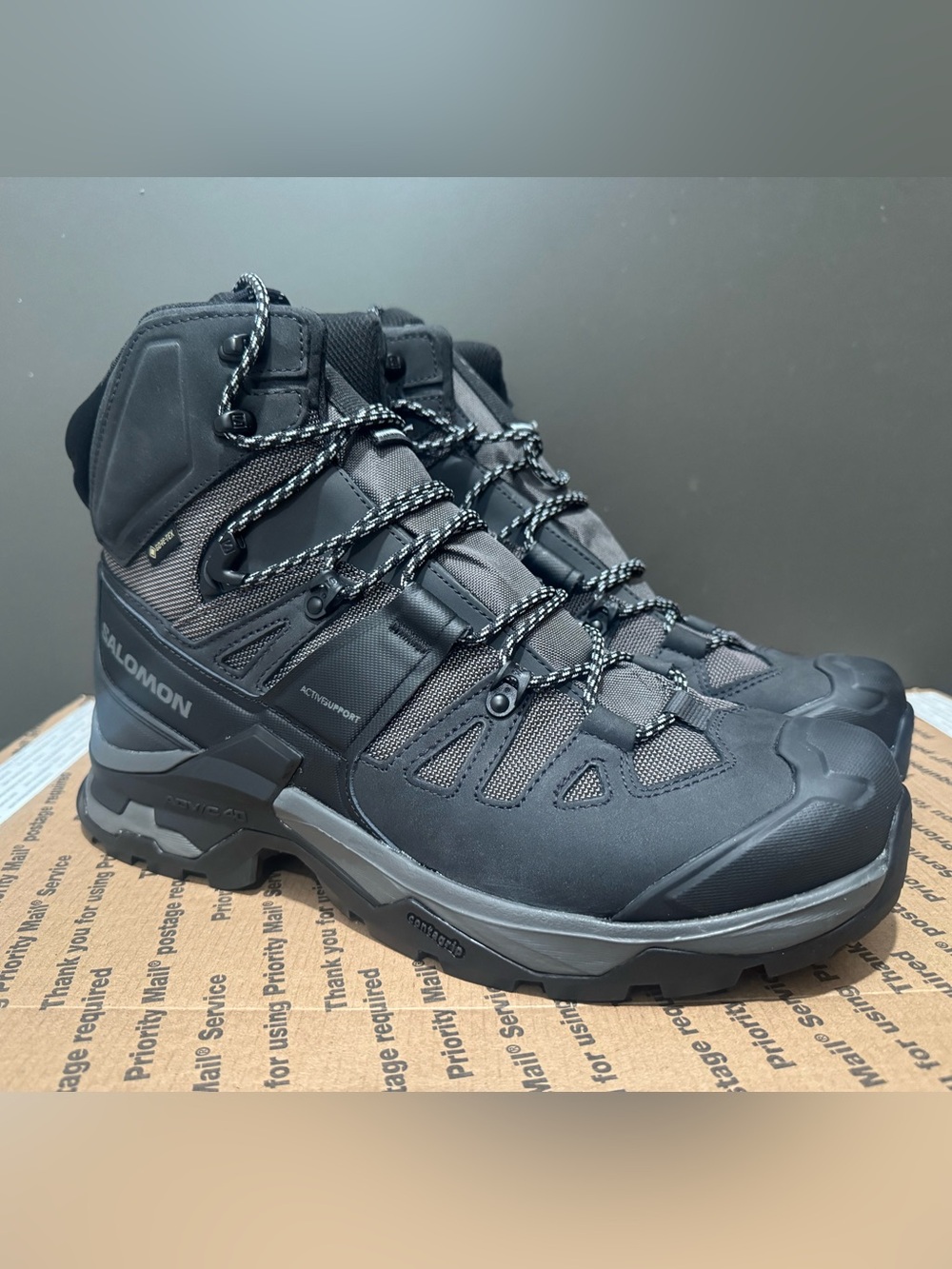 Salomon Quest 04 GTX GoreTex Hiking Boots Waterproof Mens Gray Black NEW
